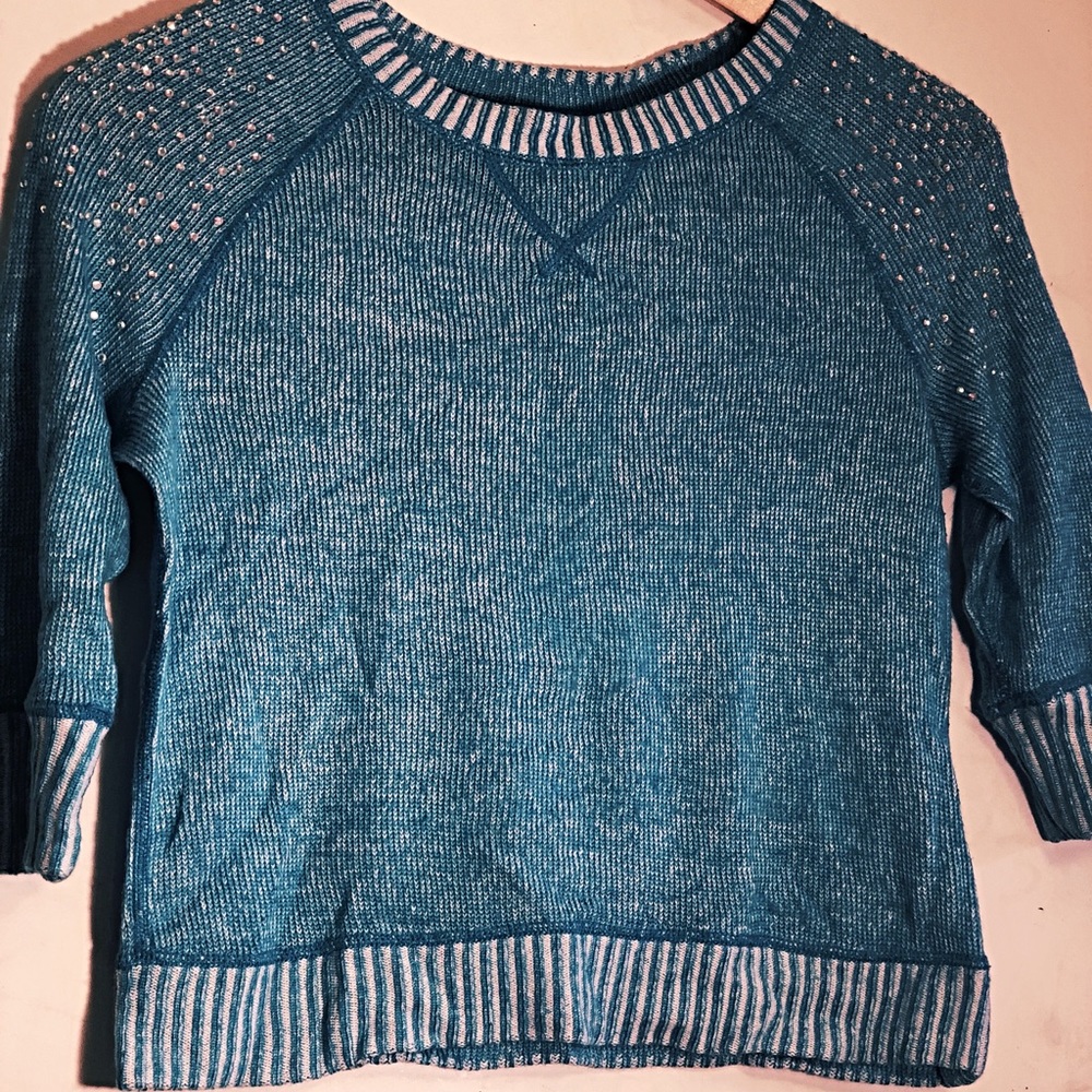 Justice sequin blue sweater top girls size 12